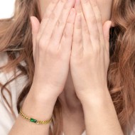 Bracciale catena grumetta con cristallo baguette centrale Bracciale catena grumetta con cristallo baguette centrale