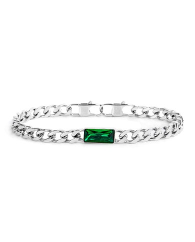 Bracciale catena grumetta con cristallo baguette centrale Bracciale catena grumetta con cristallo baguette centrale