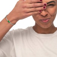 Bracciale catena grumetta con cristallo baguette centrale Bracciale catena grumetta con cristallo baguette centrale