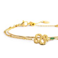 Bracciale doppia catena con serpente e zircone