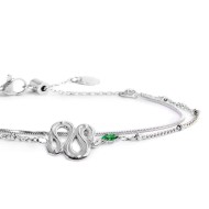 Bracciale doppia catena con serpente e zircone Bracciale doppia catena con serpente e zircone