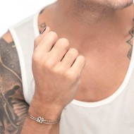 Bracciale doppia catena con serpente e zircone Bracciale doppia catena con serpente e zircone