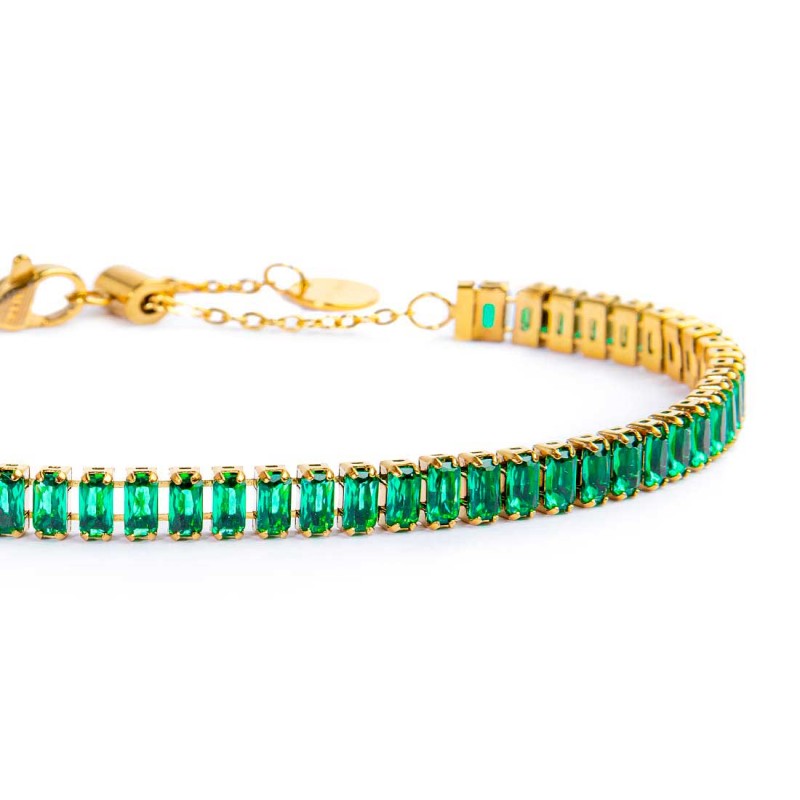 BR CATENA BAGUETTE TENNIS VERDE