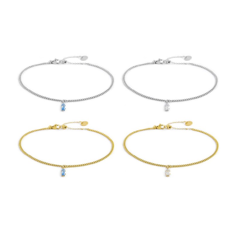 Cavigliera con zircone baguette Cavigliera con zircone baguette