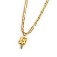 Collana doppia catena snake quadrata con serpente pendente Collana doppia catena snake quadrata con serpente pendente