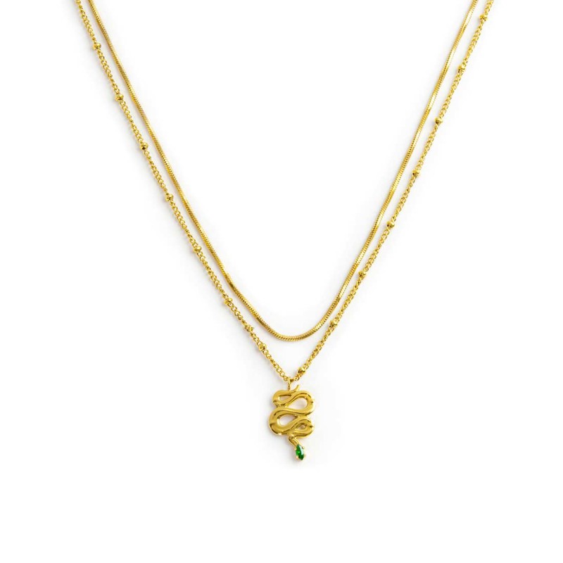 COLLANA ACC DOPPIA CATENA E SERPENTE PEND COLLANA ACC DOPPIA CATENA E SERPENTE PEND