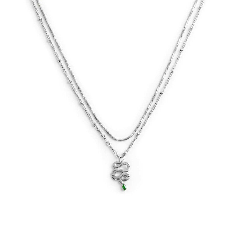 COLLANA ACC DOPPIA CATENA E SERPENTE PEND