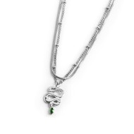 Collana doppia catena snake quadrata con serpente pendente
