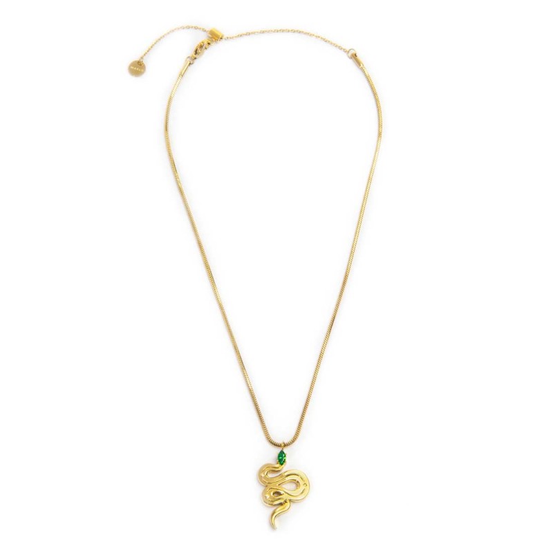 Collana catena snake quadrata con serpente pendente