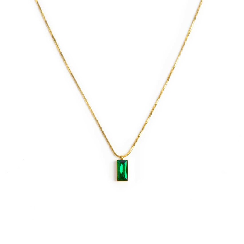 COLLANA CAT SNAKE QUADRATA E PENDENTE CRISTALLO BAGUETTE COLLANA CAT SNAKE QUADRATA E PENDENTE CRISTALLO BAGUETTE