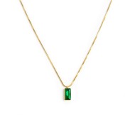 Collana catena snake quadrata cristallo baguette centrale Collana catena snake quadrata cristallo baguette centrale