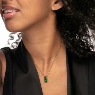 Collana catena snake quadrata cristallo baguette centrale Collana catena snake quadrata cristallo baguette centrale