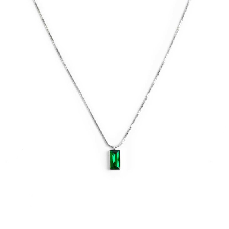 Collana catena snake quadrata cristallo baguette centrale Collana catena snake quadrata cristallo baguette centrale