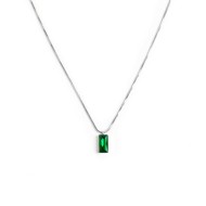 Collana catena snake quadrata cristallo baguette centrale Collana catena snake quadrata cristallo baguette centrale