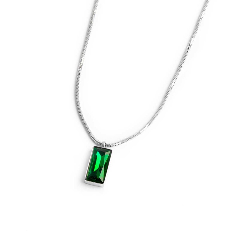 COLLANA CAT SNAKE QUADRATA E PENDENTE CRISTALLO BAGUETTE COLLANA CAT SNAKE QUADRATA E PENDENTE CRISTALLO BAGUETTE