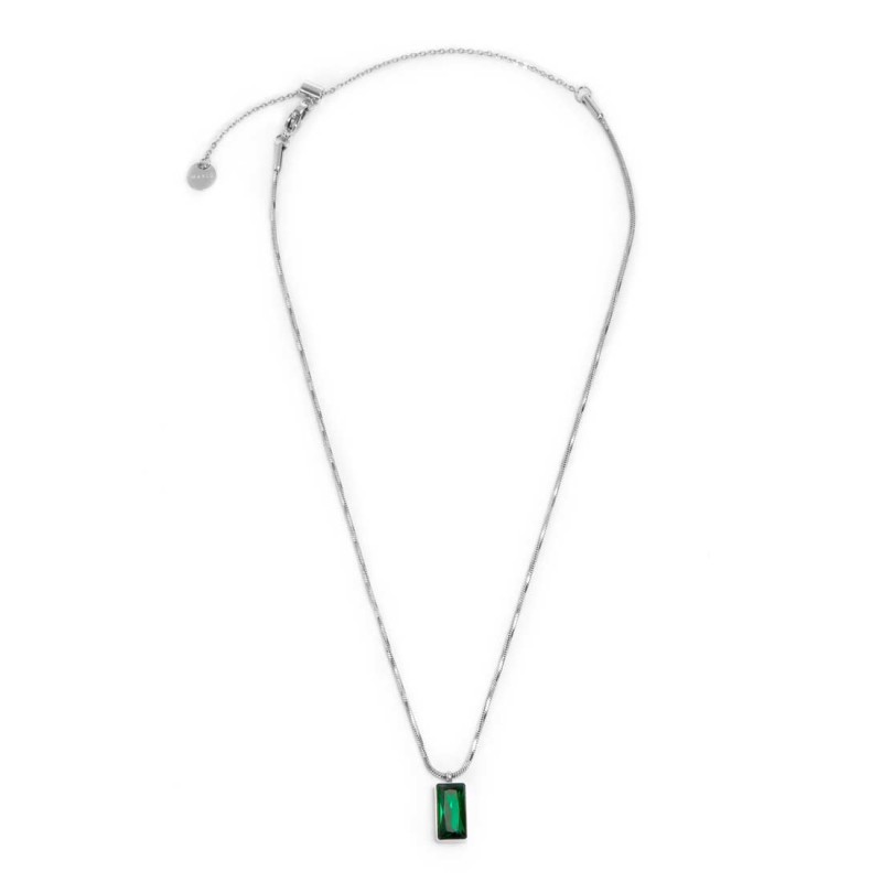 Collana catena snake quadrata cristallo baguette centrale Collana catena snake quadrata cristallo baguette centrale