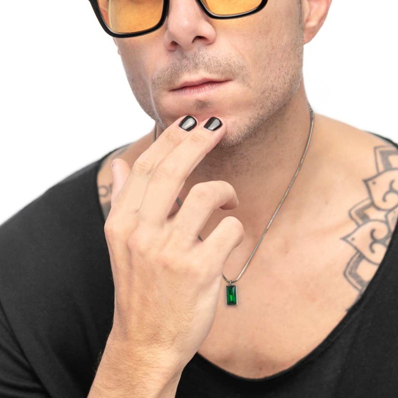 Collana catena snake quadrata cristallo baguette centrale Collana catena snake quadrata cristallo baguette centrale