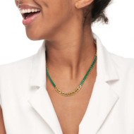 COLLANA BAGUETTE TENNIS E CENTRALE CON CATENA GRUMETTA