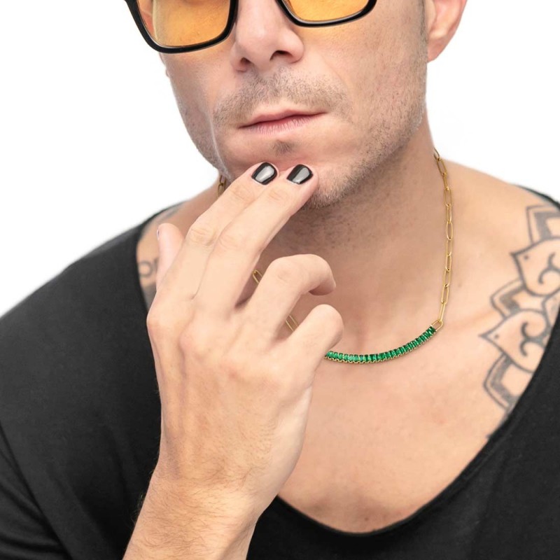 Collana tennis centrale cristalli baguette