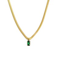 Collana catena snake cristallo baguette centrale Collana catena snake cristallo baguette centrale