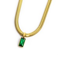 Collana catena snake cristallo baguette centrale Collana catena snake cristallo baguette centrale