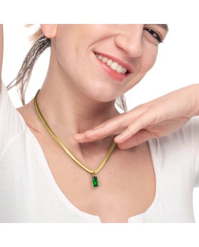 Collana catena snake cristallo baguette centrale Collana catena snake cristallo baguette centrale