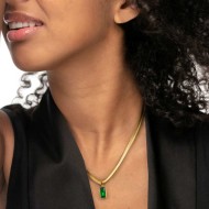 Collana catena snake cristallo baguette centrale Collana catena snake cristallo baguette centrale