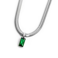 Collana catena snake cristallo baguette centrale Collana catena snake cristallo baguette centrale