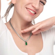 Collana catena snake cristallo baguette centrale Collana catena snake cristallo baguette centrale