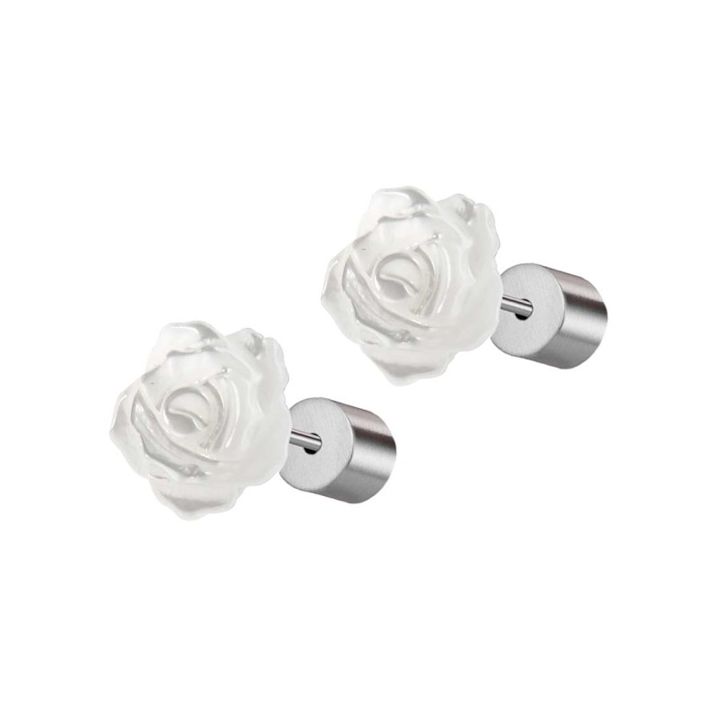 S.S. EARRINGS PAIR 8MM MOTHER OF PEARL ROSE S.steel earrings pair with mother of pearl rose shape bead size 8,30*8,30*3,50 mm. A S.S. EARRINGS PAIR 8MM MOTHER OF PEARL ROSE S.steel earrings pair with mother of pearl rose shape bead size 8,30*8,30*3,50 mm. A