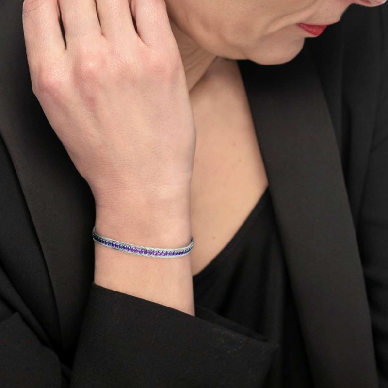Bracciale tennis zirconi baguette catena snake squadrata Bracciale tennis zirconi baguette catena snake squadrata