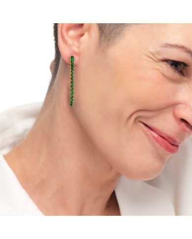 Orecchino a lobo catena tennis con zirconi baguette