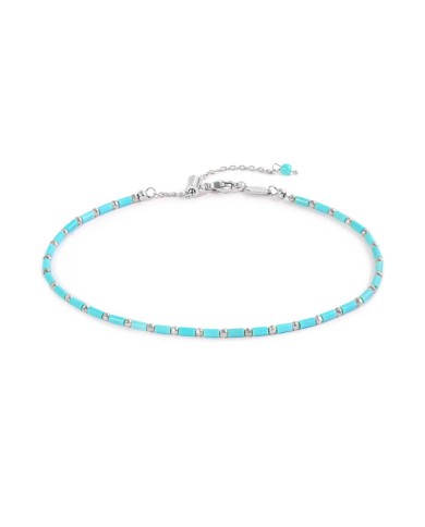 Cavigliera con perline a tubo turchesi ed ematite Cavigliera con perline a tubo turchesi ed ematite