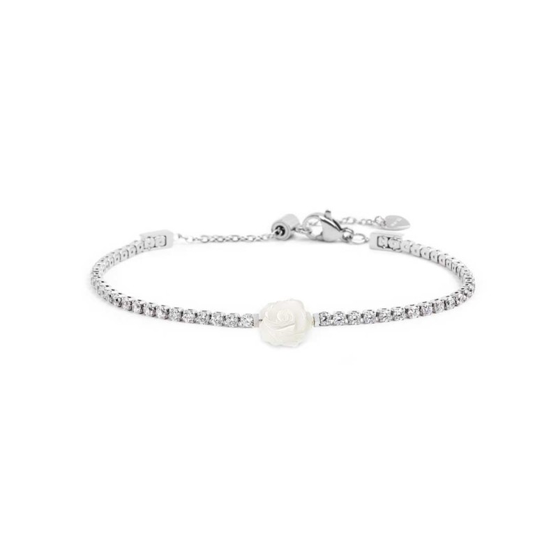 Bracciale tennis con rosa in madreperla Bracciale tennis con rosa in madreperla