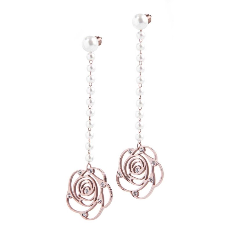 OR PAIO CAT PERLA CON PENDENTE ROSA CON CRISTALLI OR PAIO CAT PERLA CON PENDENTE ROSA CON CRISTALLI