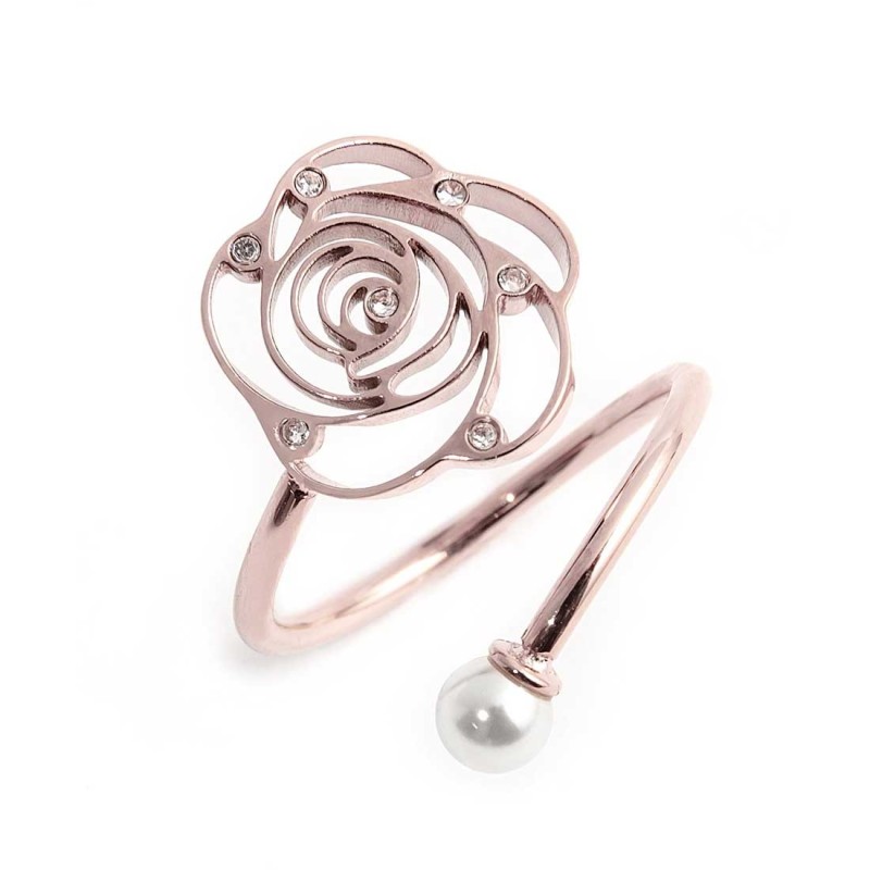 ANELLO CON PERLA E ROSA ANELLO CON PERLA E ROSA