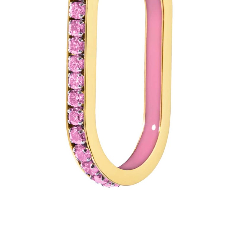 Orecchino ovale con zirconi e smalto Orecchino ovale con zirconi e smalto