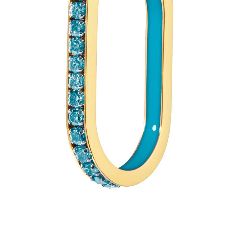 Orecchino ovale con zirconi e smalto