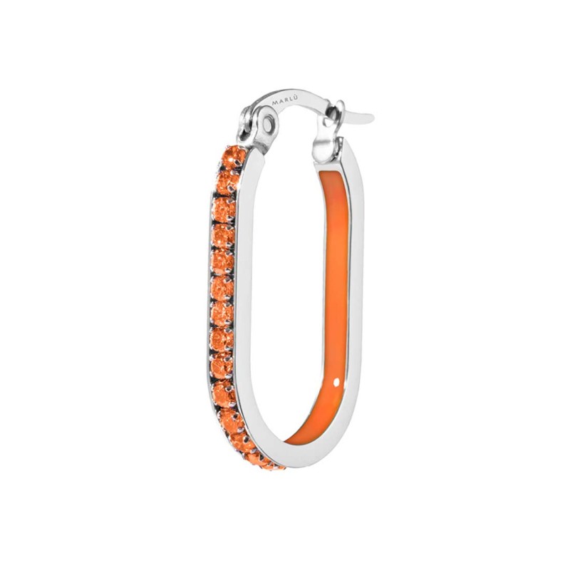 Orecchino ovale con zirconi e smalto Orecchino ovale con zirconi e smalto