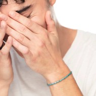 Bracciale con perline a tubo turchesi ed ematite