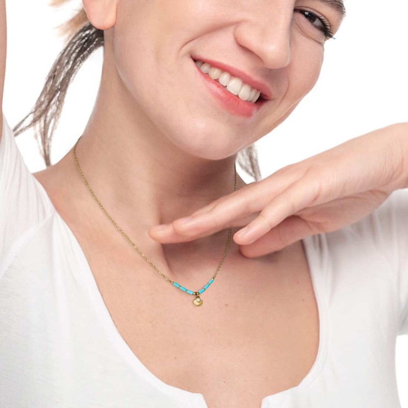 CO CONCHIGLIA PEND E PERLINE A TUBO TURCHESI ED EMATITE CO CONCHIGLIA PEND E PERLINE A TUBO TURCHESI ED EMATITE