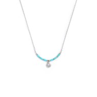 Collana conchiglia pendente con perla e perline a tubo turchesi Collana conchiglia pendente con perla e perline a tubo turchesi