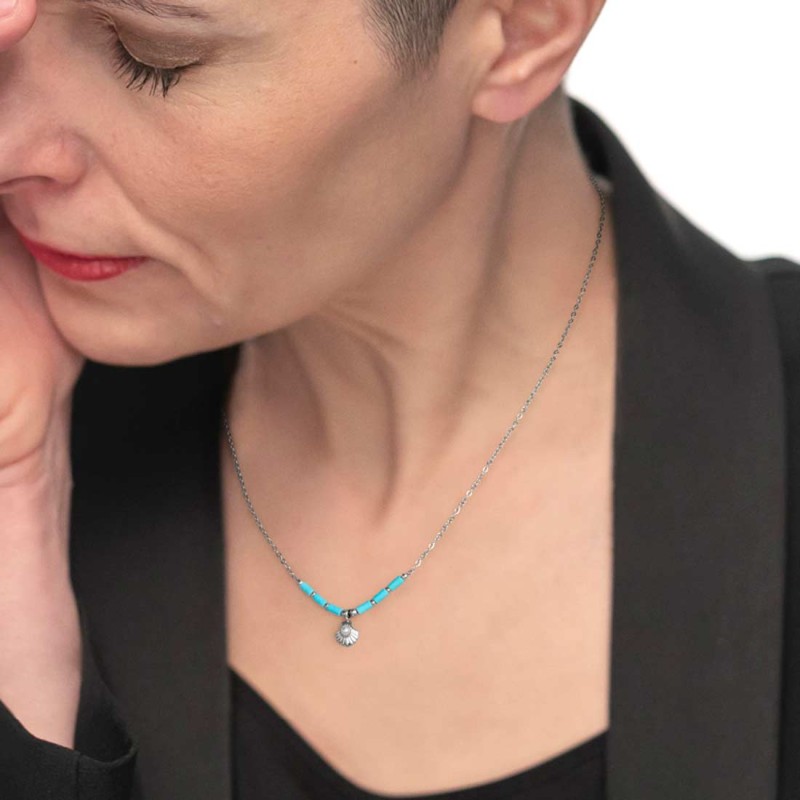 CO CONCHIGLIA PEND E PERLINE A TUBO TURCHESI ED EMATITE