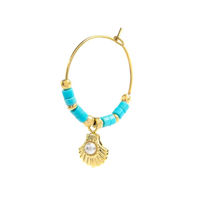 OR MONO CERCHIO CON PERLINE TURCHESI E CON PEND CONCHIGLIA OR MONO CERCHIO CON PERLINE TURCHESI E CON PEND CONCHIGLIA