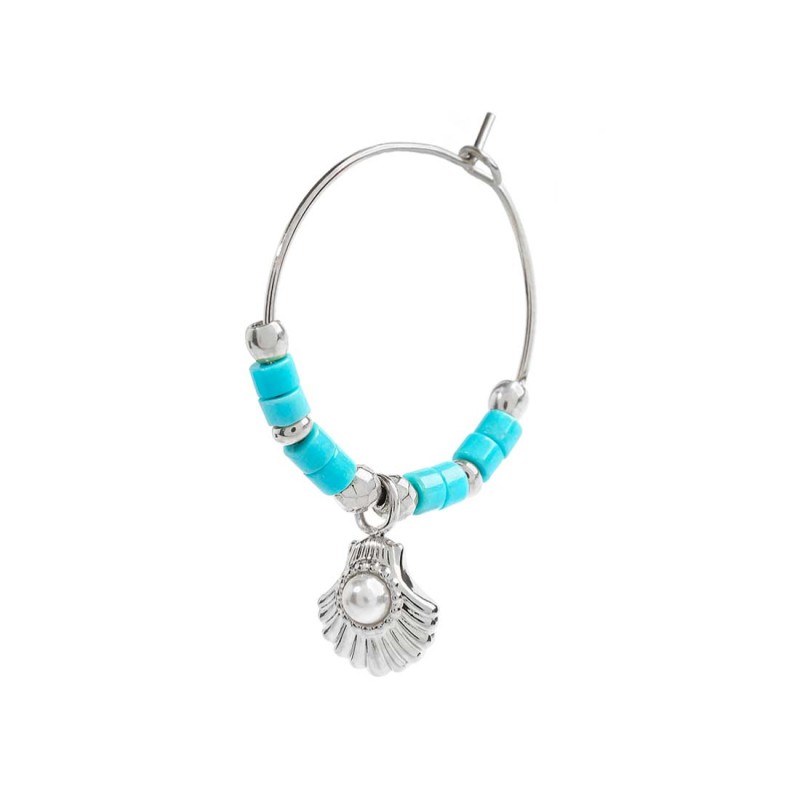 OR MONO CERCHIO CON PERLINE TURCHESI E CON PEND CONCHIGLIA OR MONO CERCHIO CON PERLINE TURCHESI E CON PEND CONCHIGLIA