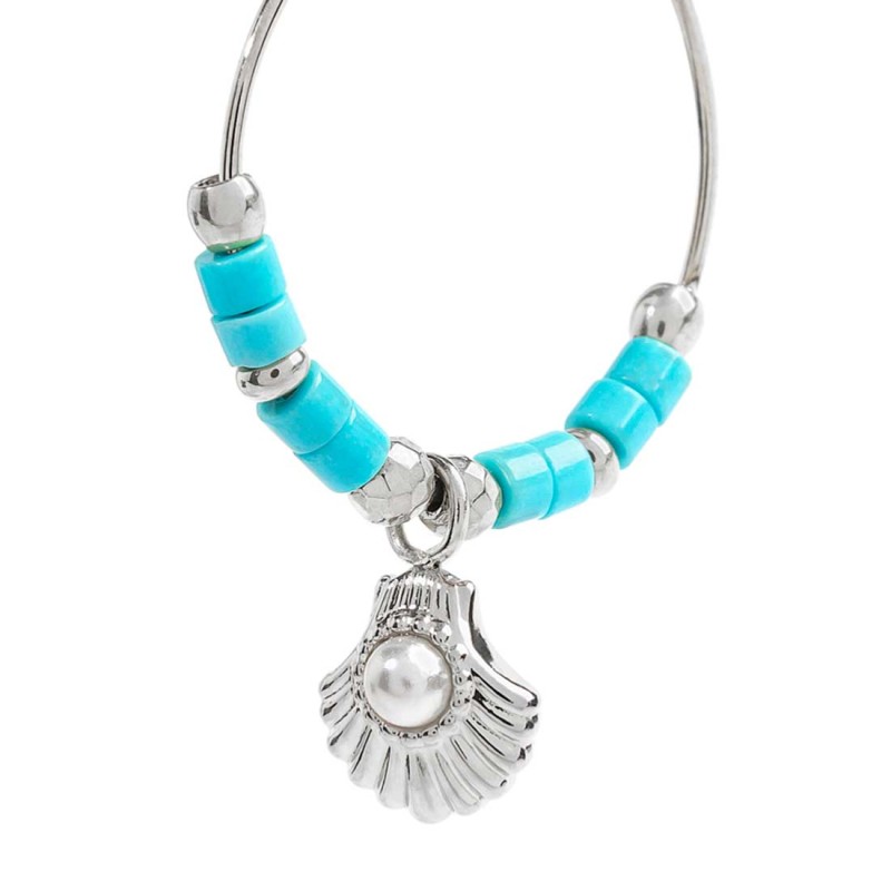 OR MONO CERCHIO CON PERLINE TURCHESI E CON PEND CONCHIGLIA OR MONO CERCHIO CON PERLINE TURCHESI E CON PEND CONCHIGLIA