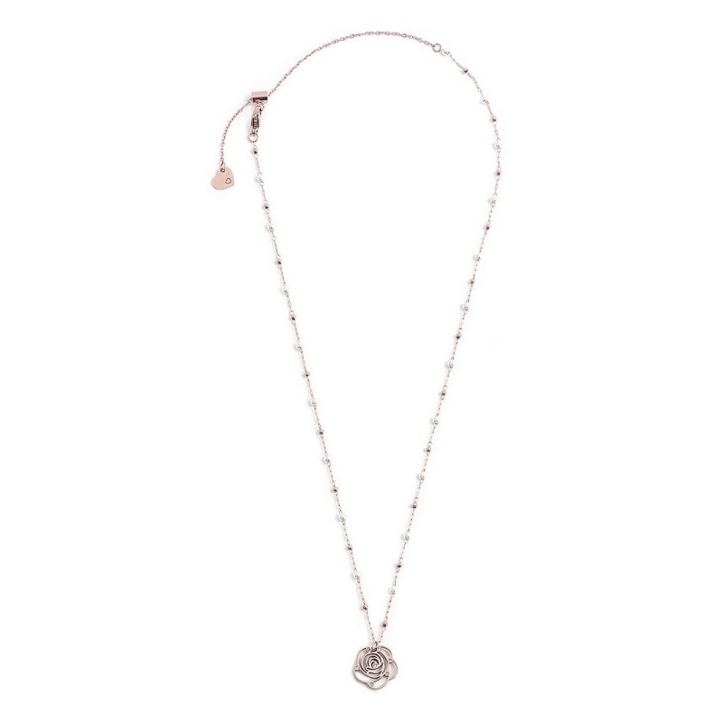 Collana con pendente rosa con cristalli