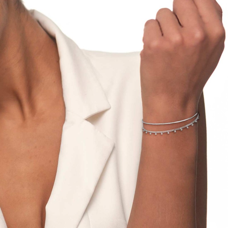 Bracciale doppia catena snake e grumetta con sfere Bracciale doppia catena snake e grumetta con sfere