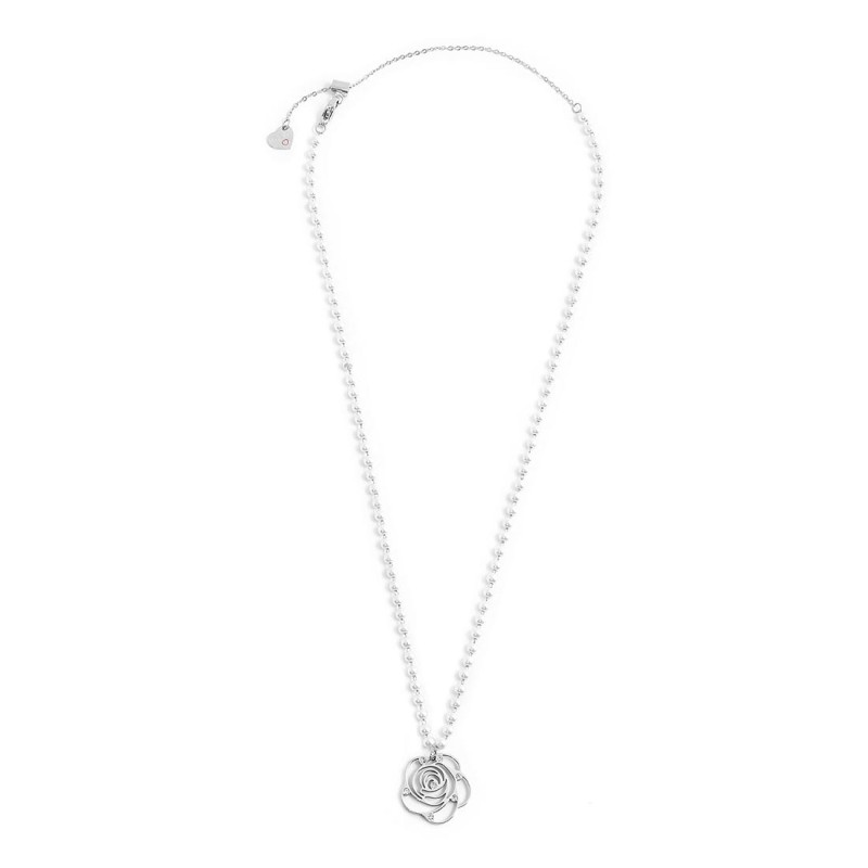 Collana con pendente rosa con cristalli Collana con pendente rosa con cristalli