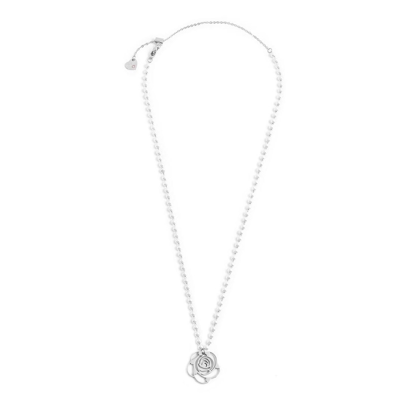 COLLANA 50CM CAT PERLE CON PEND ROSA CON CRIST COLLANA 50CM CAT PERLE CON PEND ROSA CON CRIST